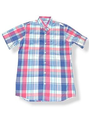 Izod Men’s Short Sleeve Plaid Button-Down Shirt - Sm